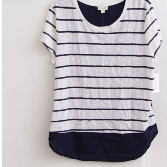 Maison Jules Navy Blue and White Tee - Picture 1 of 3